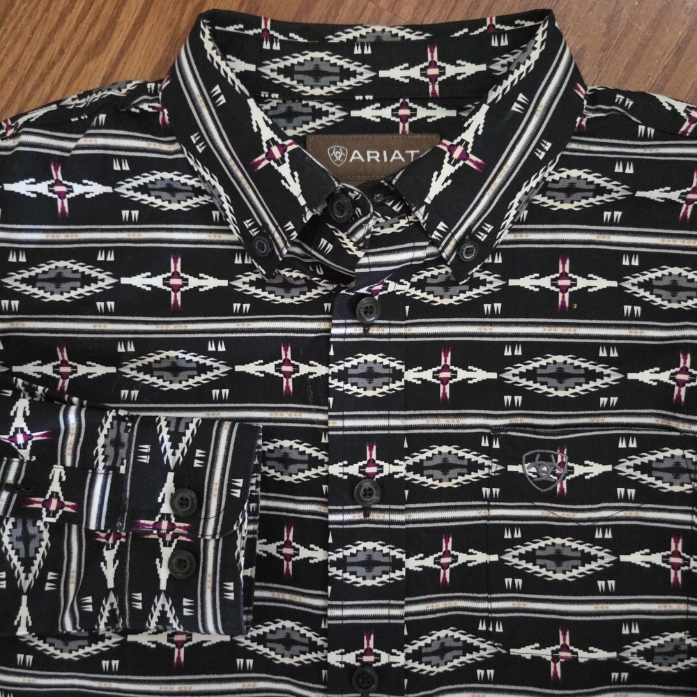 Ariat‎ Kids Black and White Patterned Button Down Shirt